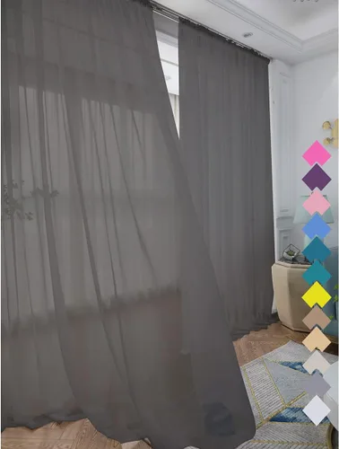 Miniatura 18 de L&TEC Cortinas traslúcidas para la ventana de color beige, 2 paneles de 48x45 pulgadas, con bolsillo básico para la barra de la cortina