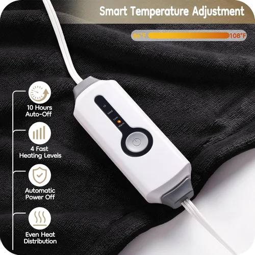Miniatura 4 de LaffyLo Manta Eléctrica con Calefacción Tamaño Twin 62×84, Franela Transpirable y Lujosa, Regalo Suave y Cálido con Protección contra