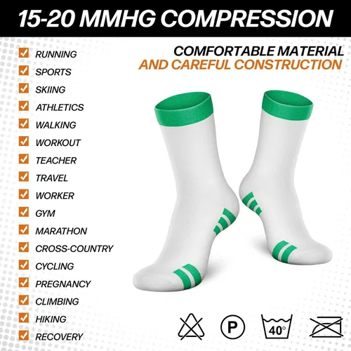 Miniatura 5 de FEYHAY Compression Socks (6 Pairs) 15-20 mmHg is BEST Graduated Athletic & Daily for Men & Women Running Travel