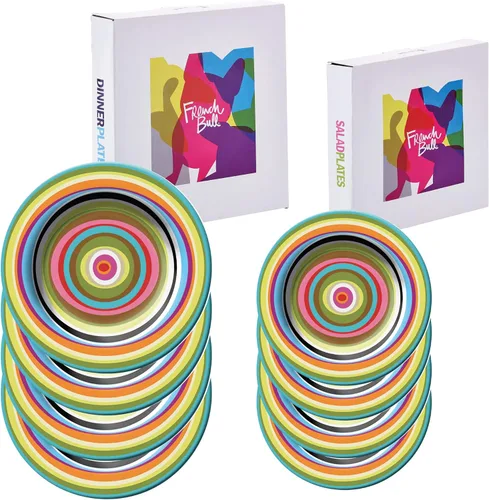 Miniatura 17 de French Bull Juego de 4 platos – Juego de 4 platos de ensalada de melamina de 9 pulgadas – Vajilla de melamina para interiores y exteriores – Foli