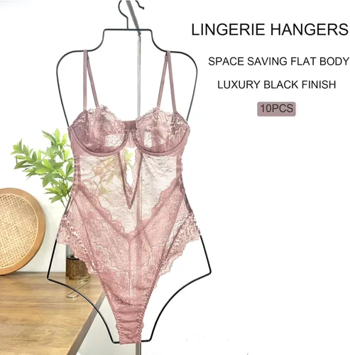 Miniatura 8 de Colgador de bikini de cuerpo completo con forma de metal y alambre para traje de baño, perchas para exhibición, paquete de 10 unidades (negro)