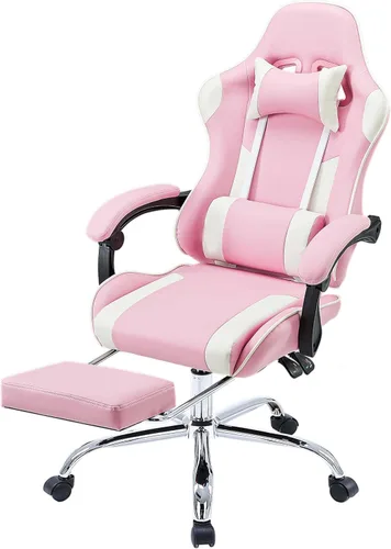 Miniatura 28 de NEWBULIG Silla de escritorio para juegos de computadora, soporte lumbar ergonómico grande con reposabrazos abatibles y ruedas giratorias de 360°