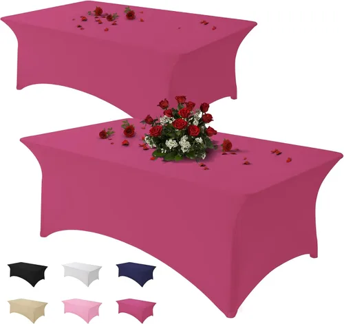 Miniatura 21 de Famstar Paño de Mesa Negro de 4 Pies de Elastano, Paño de Mesa Ajustado para Mesas Rectangulares, Fundas Elásticas Lavables Sin Arrugas