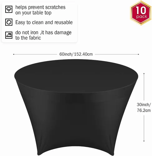 Miniatura 2 de Buryeah Mantel redondo elástico de 5 pies de elastano, lavable a máquina, 60 pulgadas, mantel elástico ajustable para mesa redonda para bodas