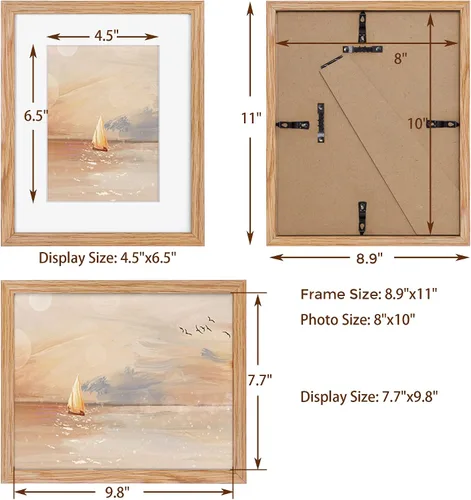 Miniatura 2 de Portarretratos de madera de 8 x 10 pulgadas, marco de fotos de 8 x 10 pulgadas para pared y mesa, marcos de 8 x 10 hechos de madera de roble maciza