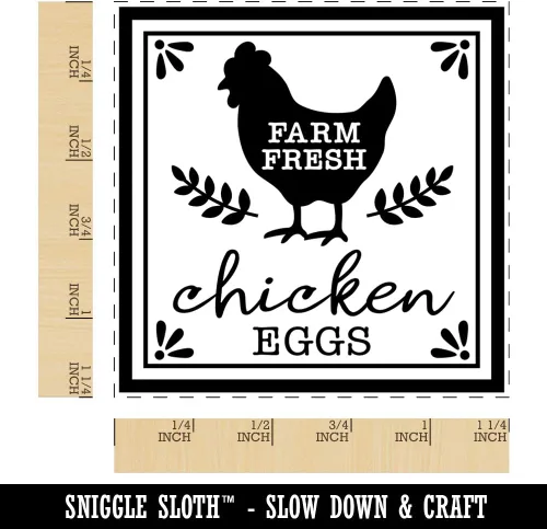 Miniatura 2 de Huevos de pollo frescos de granja para etiquetas de cartón, sello de goma cuadrado para estampado de manualidades, 1.25 pulgadas, pequeño