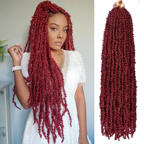 Miniatura 11 de ZRQ 6 paquetes de cabello de ganchillo Butterfly Locs de 20 pulgadas, extensiones de cabello sintético desgastado negro, trenzas de ganchillo