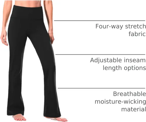 Miniatura 48 de Safort Pantalones de yoga con entrepierna de 28" 30" 32" 34"más amplios en la parte inferior para botas altas, 4 bolsillos, UPF50+