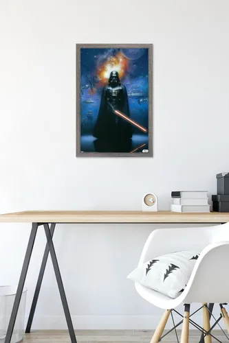 Miniatura 6 de Trends International Star Wars: Saga - Póster de pared de Vader in Space, 14.725 x 22.375 pulgadas, versión enmarcada de madera de granero