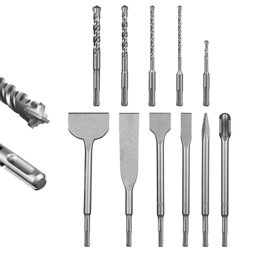 Miniatura 8 de SALI Juego de brocas de martillo giratorio SDS Plus de 8 piezas, kit de brocas para hormigón, material de carburo de doble rosca tipo cruz, adecuado