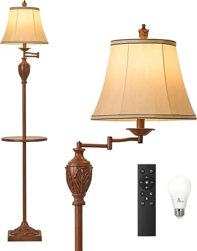 Miniatura 17 de Lámpara de pie LED tradicional con brazo oscilante ajustable de 350°, lámpara de poste vintage con brazo oscilante para sala de estar, dormitorio