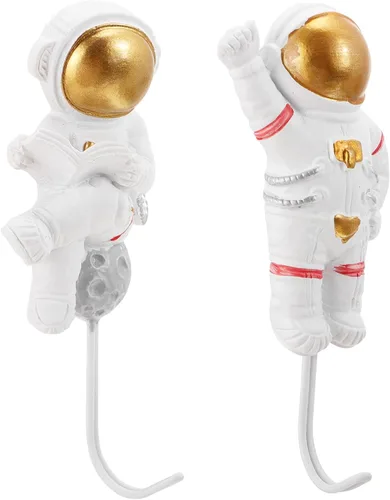 Miniatura 9 de 2 ganchos de pared de astronauta, resistentes para montar en la pared, ganchos adhesivos para bata, toallas, llaves, perchero, perchero