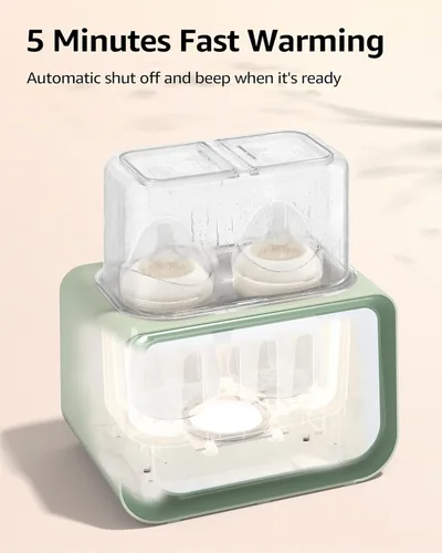 Miniatura 3 de Calentador de biberones para bebé, Grownsy calentador de leche rápido 8 en 1 con temporizador para leche materna o fórmula, se ajusta a 2 biberones