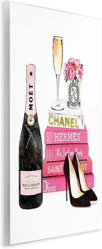 Miniatura 2 de Stupell Industries Glam Pink Fashion Book Champagne Hells and Flowers - Placa artística para pared, 10 x 15 pulgadas, fácil de colgar y resistente