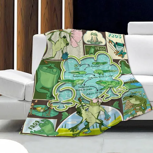 Miniatura 2 de Manta de franela de comida suave y ligera para sofá, cama, viajes, camping, manta cálida de regalo para amantes de las ranas hombres y mujeres