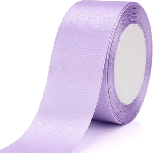 Miniatura 2 de Nsilu Cinta de satén de 25 yardas de 1-1/2 pulgadas de ancho adecuada para bodas, fiestas y cajas de regalo (morado claro, 1-1/2 pulgadas)