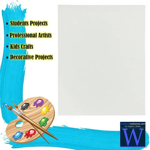 Miniatura 3 de WholesaleArtsFrames-com - Paneles de lona blanca de 8 x 10 pulgadas, paquete de 40 unidades, calidad profesional de artista de algodón sin ácidos