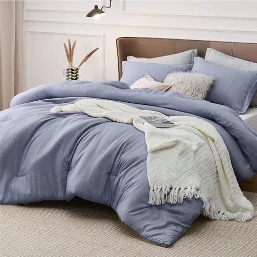 Miniatura 184 de Bedsure Juego de edredón Twin/Twin XL, ropa de cama suave beige para todas las estaciones, juego de cama teñido catiónico, 2 piezas, 1 edredón