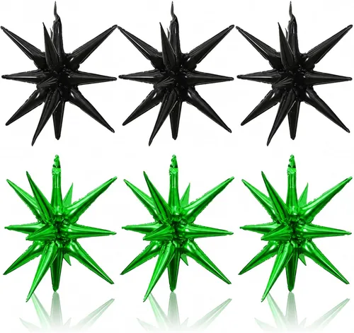 Miniatura 9 de HILAVO 6 unidades de Globos de Estrella Negros y Rojos, 22 Pulgadas, Globos de Aluminio Grandes en Forma de Estrella, Globos de Cono en Punta