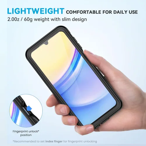 Miniatura 5 de Lanhiem Funda para teléfono Samsung Galaxy A15 5G, IP68 impermeable a prueba de polvo con protector de pantalla, funda protectora de cuerpo completo
