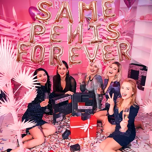 Miniatura 3 de Globos colgantes de 16 pulgadas con texto en inglés "Same Forever", globos de letras de aluminio de oro rosa para bodas, despedidas de soltera