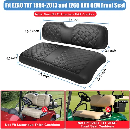 Miniatura 2 de EZGO Funda de Asiento, Funda de Asiento Delantero para Carrito de Golf Compatible con EZGO TXT 1994-2013 y EZGO RXV OEM Cojín de Asiento Ordinario