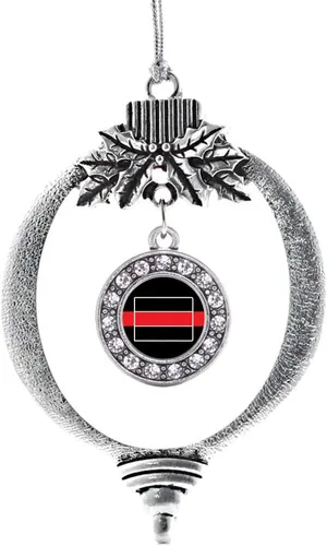 Miniatura 213 de Inspired Silver - Bonita bandera estadounidense - Adorno de Navidad plateado - Adorno de árbol de Navidad con dije circular con circonita cúbica