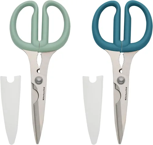 Miniatura 11 de KitchenAid Tijeras de cocina multiusos con funda protectora, tijeras de acero inoxidable duraderas, aptas para lavavajillas, mango cómodo de agarre