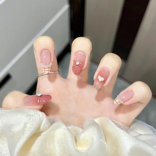 Miniatura 14 de LIGHT RAIN - Uñas a presión de longitud media, con diseño de galaxia Andromeda, uñas postizas de gel, reutilizables, de lujo, de siete capas