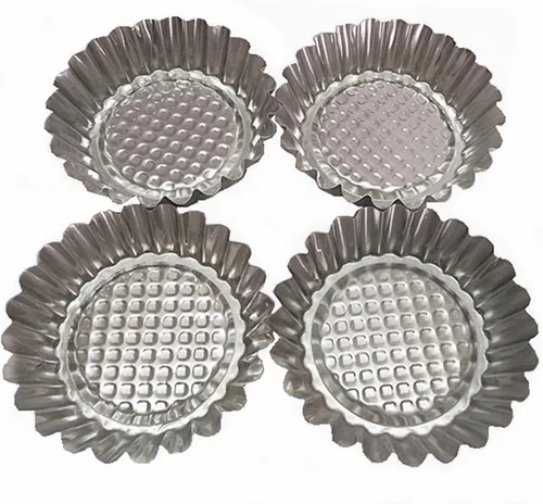 MYStar Juego de 20 moldes de aluminio antiadherente de 3-3/4 pulgadas, diseño estriado, forma redonda, molde para tartaletas