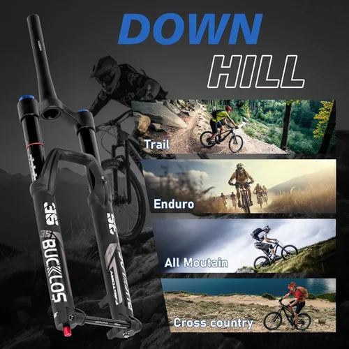 Miniatura 7 de BUCKLOS Horquilla de suspensión neumática MTB 27.5 29 4.331 * 0.591 in Boost AM E-Bike cónica, viaje 6.299 in 1.417 in tubo interior a través