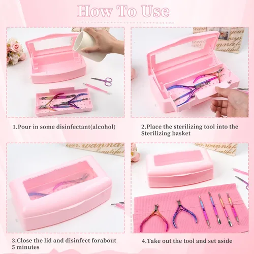 Miniatura 7 de Caja esterilizadora de herramientas de uñas, bandeja de esterilización de plástico, caja de esterilización de plástico organizador de almacenamiento