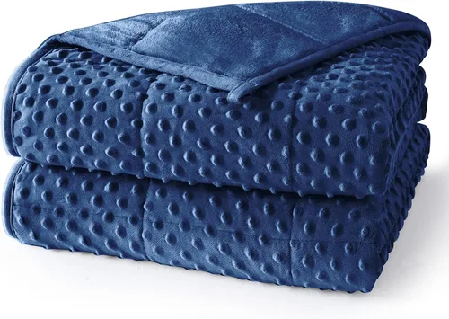 Miniatura 8 de Manta con peso para adultos, tamaño individual de 15 libras, suave y refrescante con lunares minky, manta transpirable para todas las estaciones
