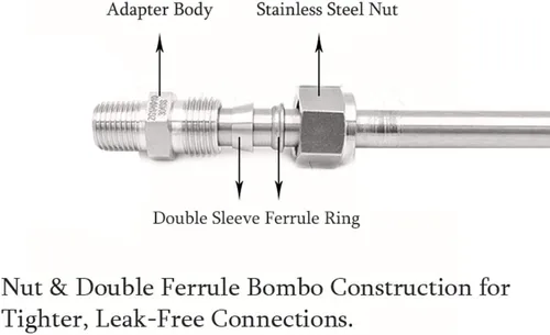 Miniatura 5 de Beduan 304 Acoplador de casquillo de compresión de acero inoxidable, tubo de 5/16 pulgadas OD x 1/4 pulgadas NPT macho, adaptador recto con dobles