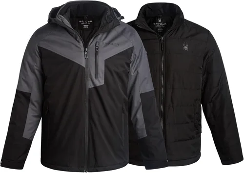 Miniatura 10 de Spyder Chaqueta de esquí para hombre, sistema 3 en 1, chaquetas de invierno impermeables para la nieve para hombre, chaqueta de snowboard