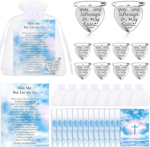 Miniatura 7 de SATINIOR 100 juegos de recuerdos fúnebres, alfileres conmemorativos de ángel de celebración de la vida con tarjetas de oración, bolsas de organza