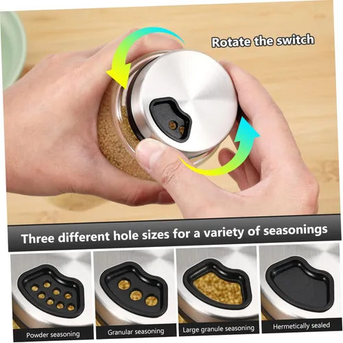 Miniatura 3 de Agitadores de acero inoxidable, tarros de condimentos de doble uso, fáciles de usar y limpiar para cocina y barbacoa (16.9 fl oz)