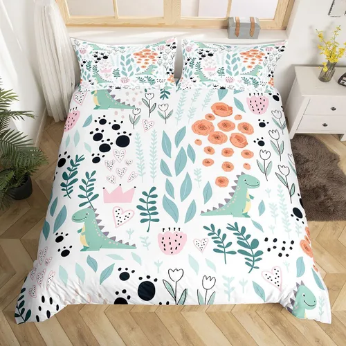 Miniatura 39 de Erosebridal Juego de ropa de cama individual de animales de la selva para niñas y niños, funda de edredón de elefante oso, tigre, león, safari