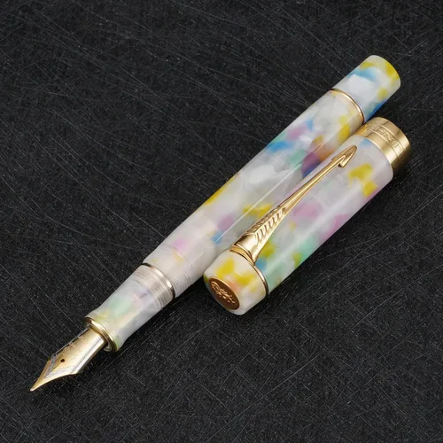 Miniatura 3 de Jinhao 100 - Pluma estilográfica de estilo clásico en celuloide, instrumento de escritura suave con punta #6, juego de pluma con convertidor