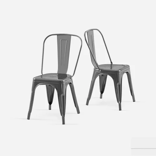 Miniatura 24 de AC Pacific Sillas de comedor de metal industrial de 18 pulgadas de altura, asiento apilable de cocina o bar, diseño moderno y duradero, muebles