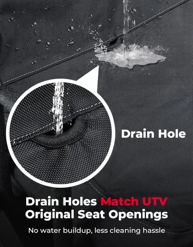 Miniatura 5 de KEMIMOTO UTV - Juego de 2 fundas de asiento con orificios de drenaje, resistente al agua Oxford 1680D, compatible con Hisun/Axis 500 700, Massimo