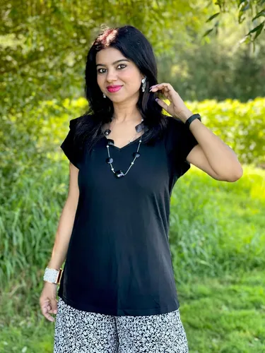 Miniatura 6 de Poetsky Camisas de verano para mujer, estilo casual, cuello en V, manga corta, ajuste holgado