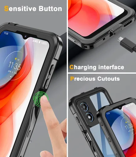 Miniatura 6 de Funda impermeable para Motorola Moto G Play 2024 con protector de pantalla integrado, cuerpo completo bajo el agua, a prueba de polvo, a prueba