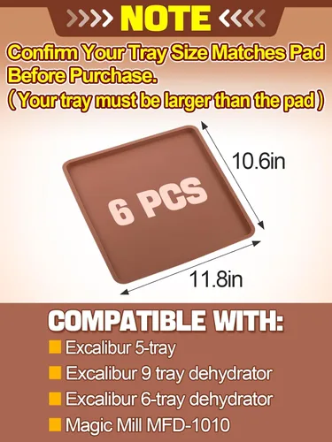 Miniatura 5 de Aulock 6 hojas deshidratadoras de alimentos de silicona con borde, compatibles con bandejas Cosori de 12" x 11" (30.5 x 28 cm), forro cuadrado