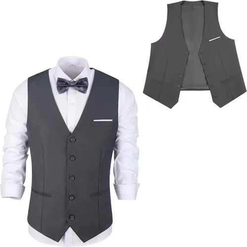 Miniatura 2 de Chaleco de traje para hombre, chaleco de esmoquin para boda, chaleco formal con cuello en V