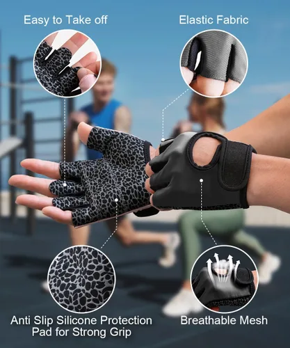 Miniatura 3 de sunnex Guantes de gimnasio para mujeres y hombres, entrenamiento sin dedos para levantamiento de pesas, ligeros y transpirables para deportes
