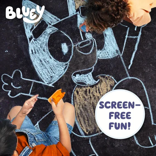 Miniatura 3 de Bluey Sidewalk Chalk y plantillas reutilizables, kit de arte de 4 piezas