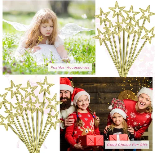Miniatura 5 de Meanplan 36 varitas de hadas de 13 pulgadas, varitas de princesa con estrella mágica, palitos de bruja de ángel, accesorios de disfraz de hada