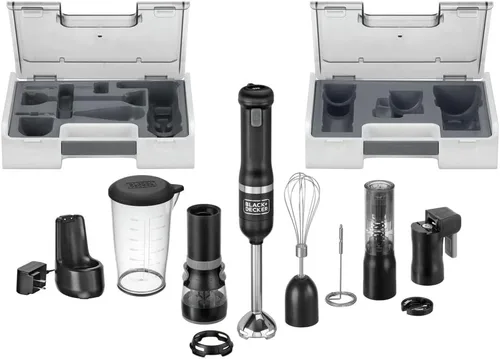 BLACK+DECKER Kitchen Wand - Batidora de inmersión inalámbrica, juego de múltiples herramientas 6 en 1, batidora de mano con base de carga, color