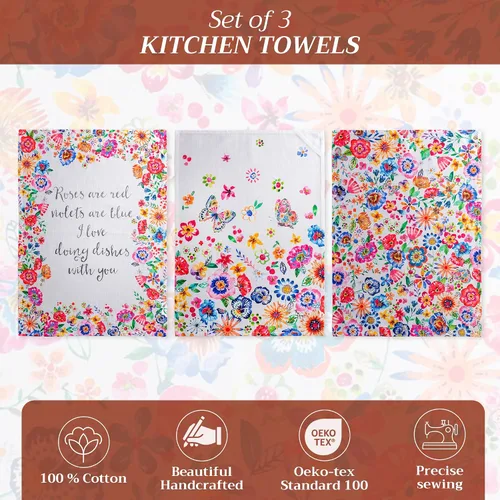Miniatura 2 de Maison d' Hermine - Juego de 3 paños de cocina 100% de algodón, suaves y absorbentes, paños de cocina multiusos para comedor, bufé y campamento, 31